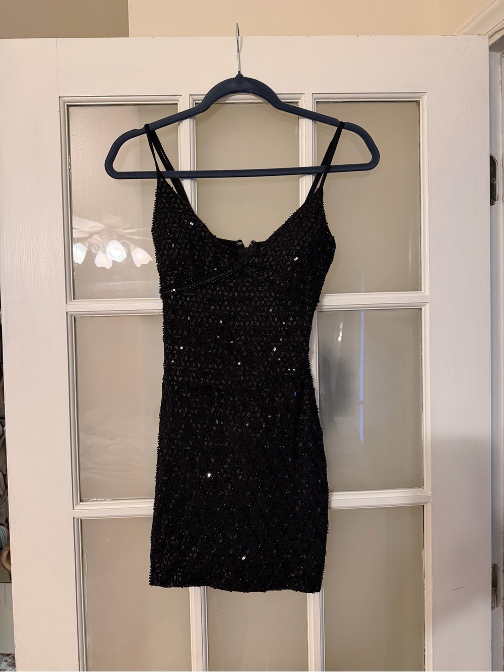 Windsor Black Sequin Spaghetti Strap Mini Dress